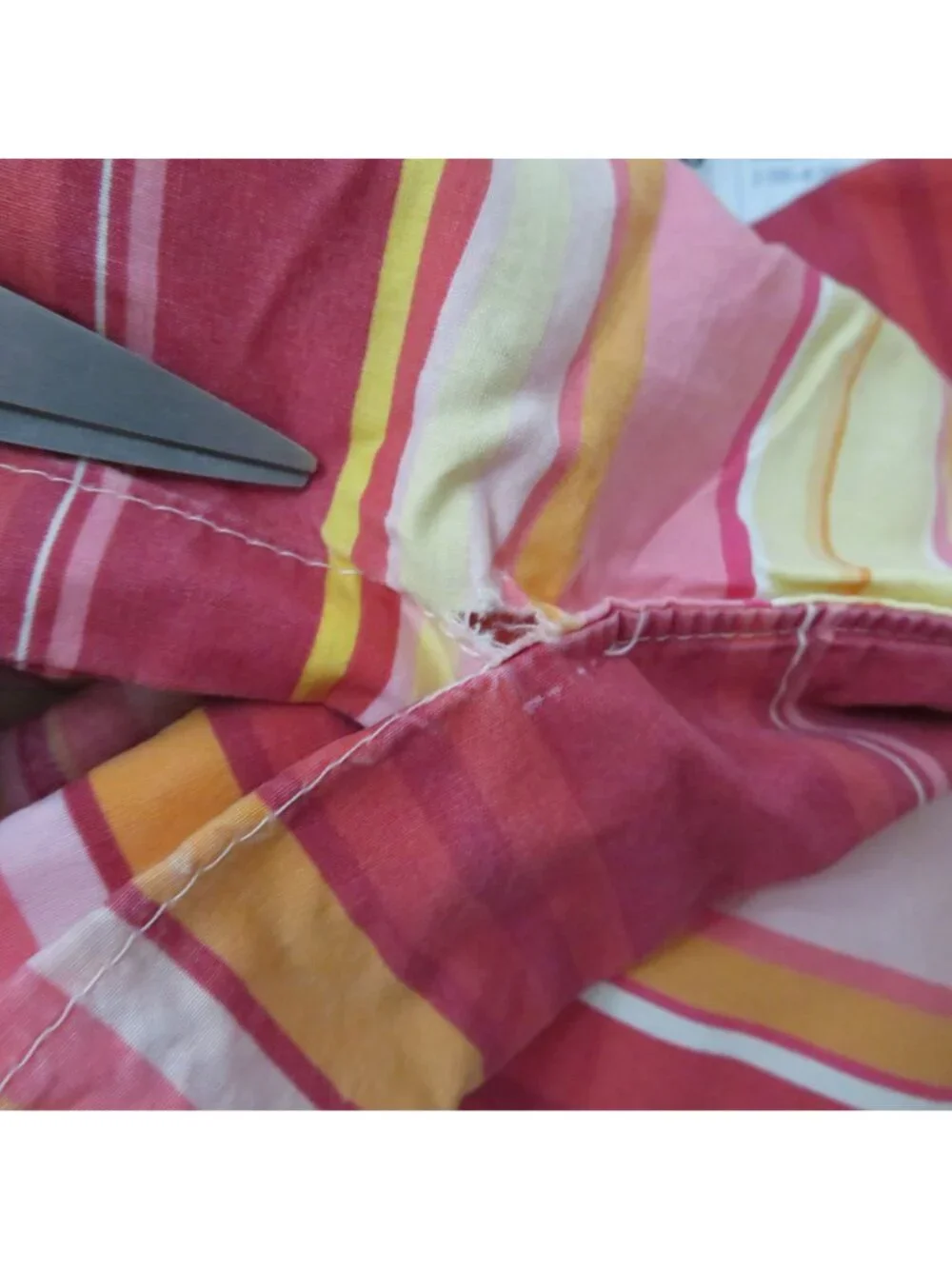 Pottery Barn Full/Queen Duvet Cover 2 Pillow Shams Striped Pink/Orange Cotton